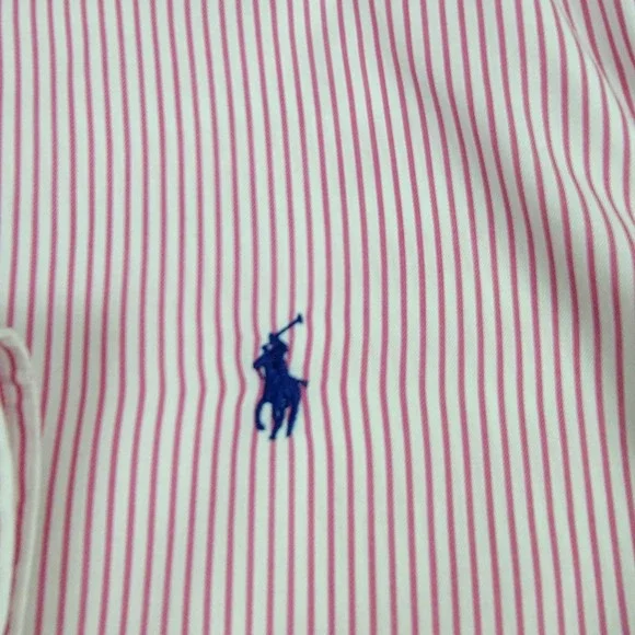 Ralph Lauren Mens XL Pink White Striped Slim Fit Long Sleeve Button Down Shirt - Picture 4 of 10